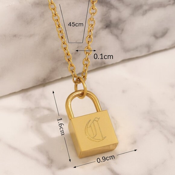“Emery” 18K Monogram Lock Necklace - Picture 5 of 5